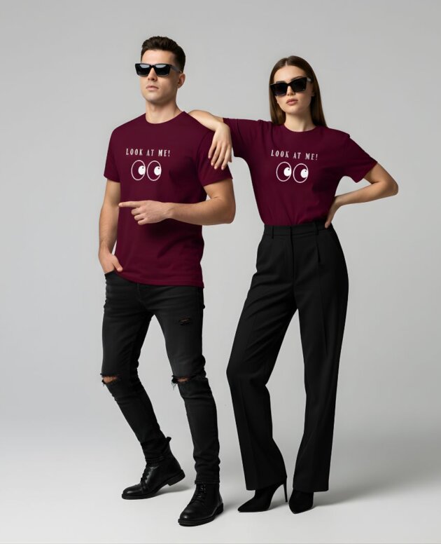 Look At Me Unisex T-Shirt (Maroon) | Colorful Wear