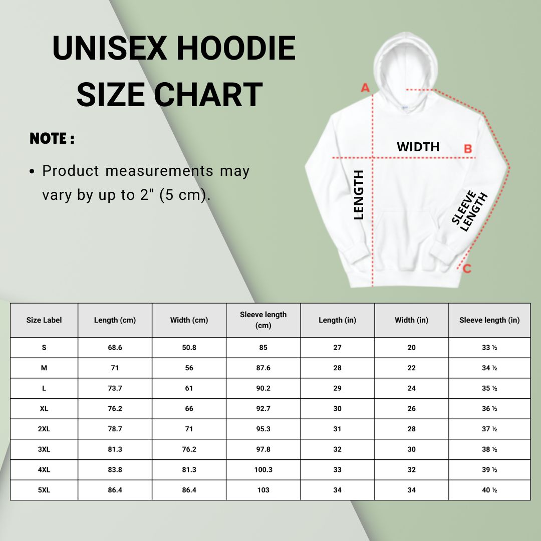 Unisex Hoodie Size Chart | Colorful Wear