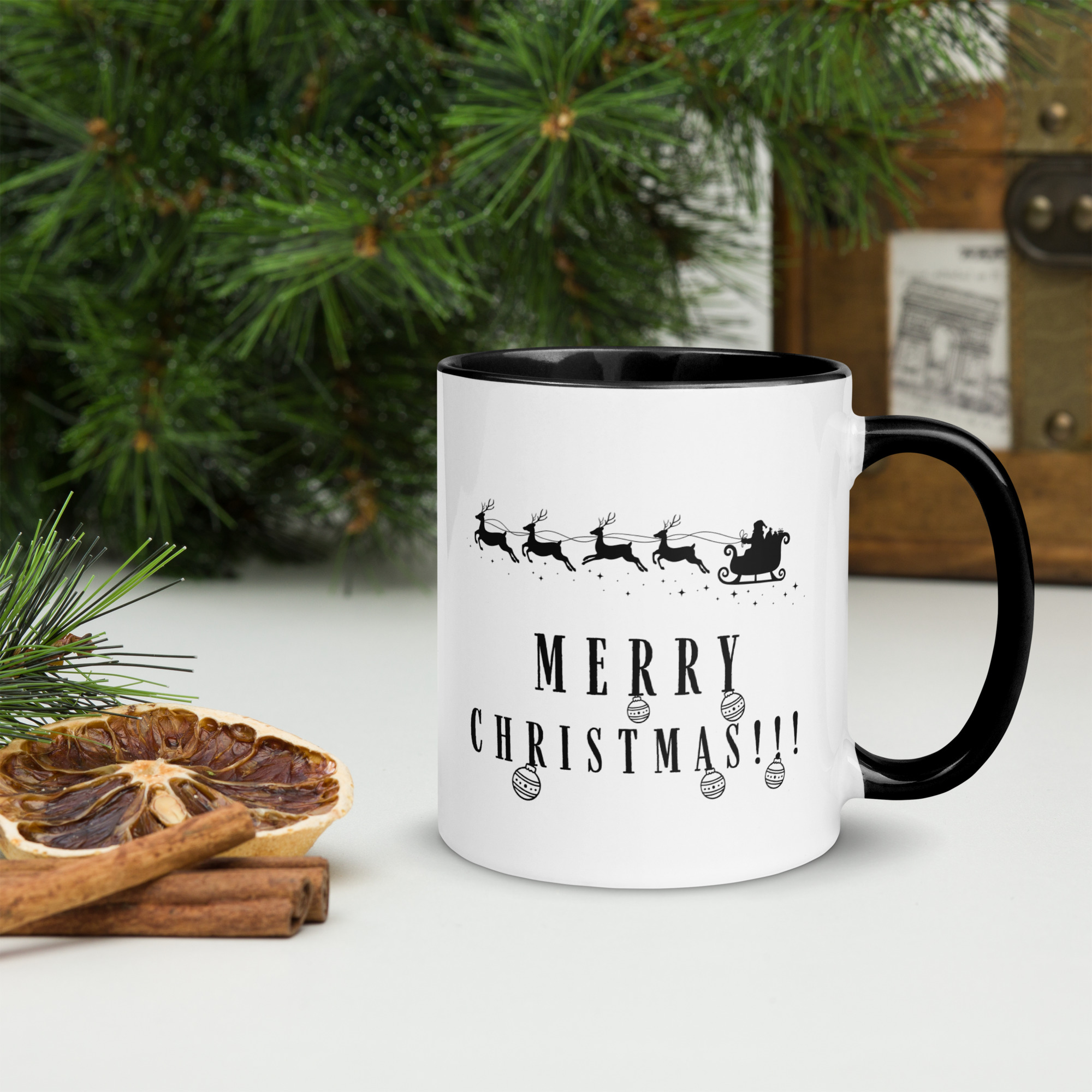 Merry Christmas Gift Mug with Black Interior – Vibrant Holiday Coffee Cup by Colourful Wear