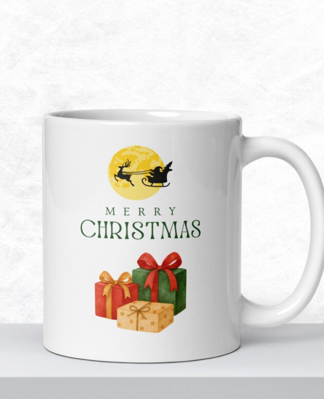 Merry Christmas White Glossy Mug (11 oz) | Colorful Wear