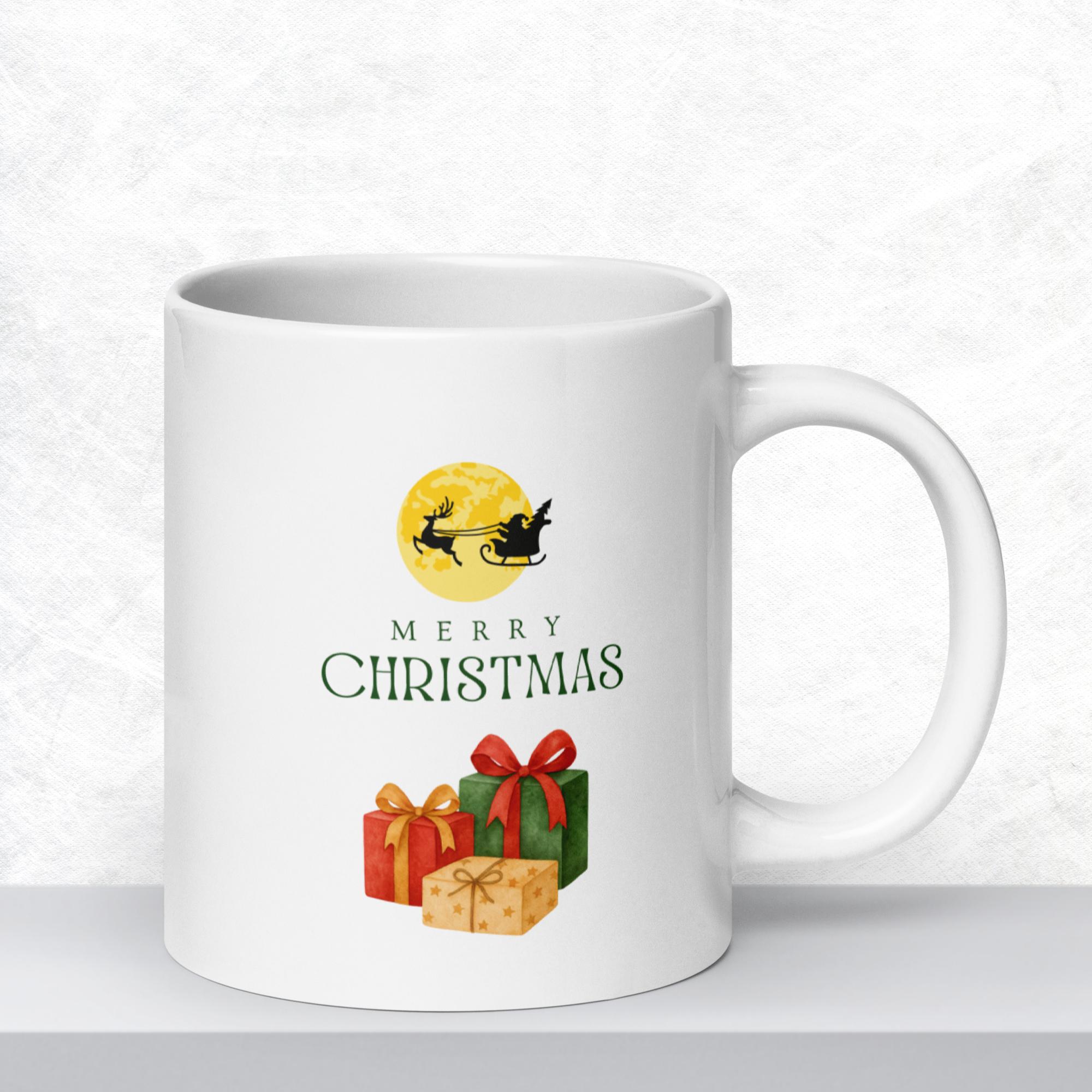 Merry Christmas White Glossy Mug (20 oz) | Colorful Wear