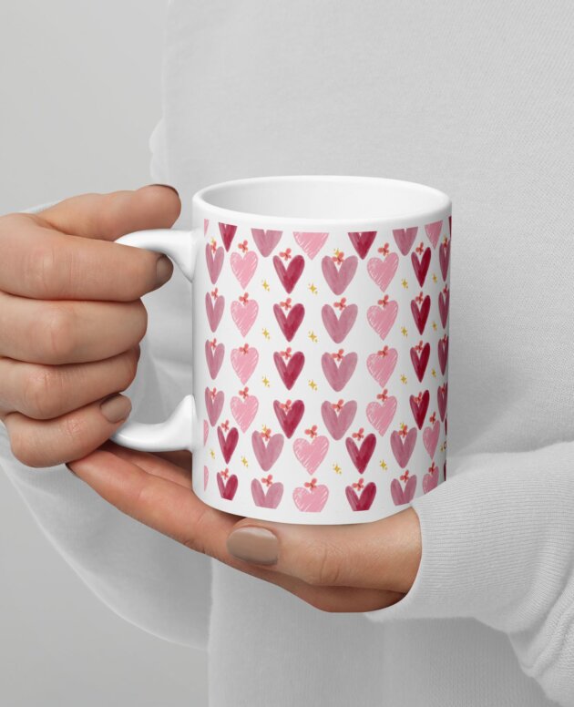 Valentine’s Heart Ceramic Mug (11 oz) | Colorful Wear